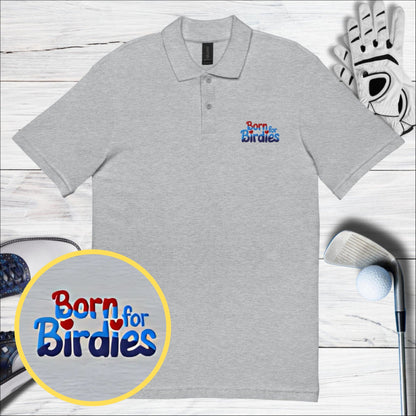 Born for Birdies Embroidered Golf Pique Polo Shirt