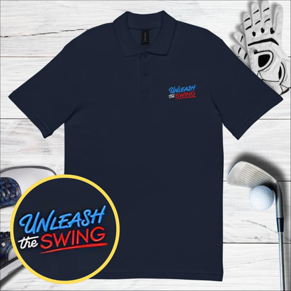 Unleash the Swing Embroidered Golf Pique Polo Shirt