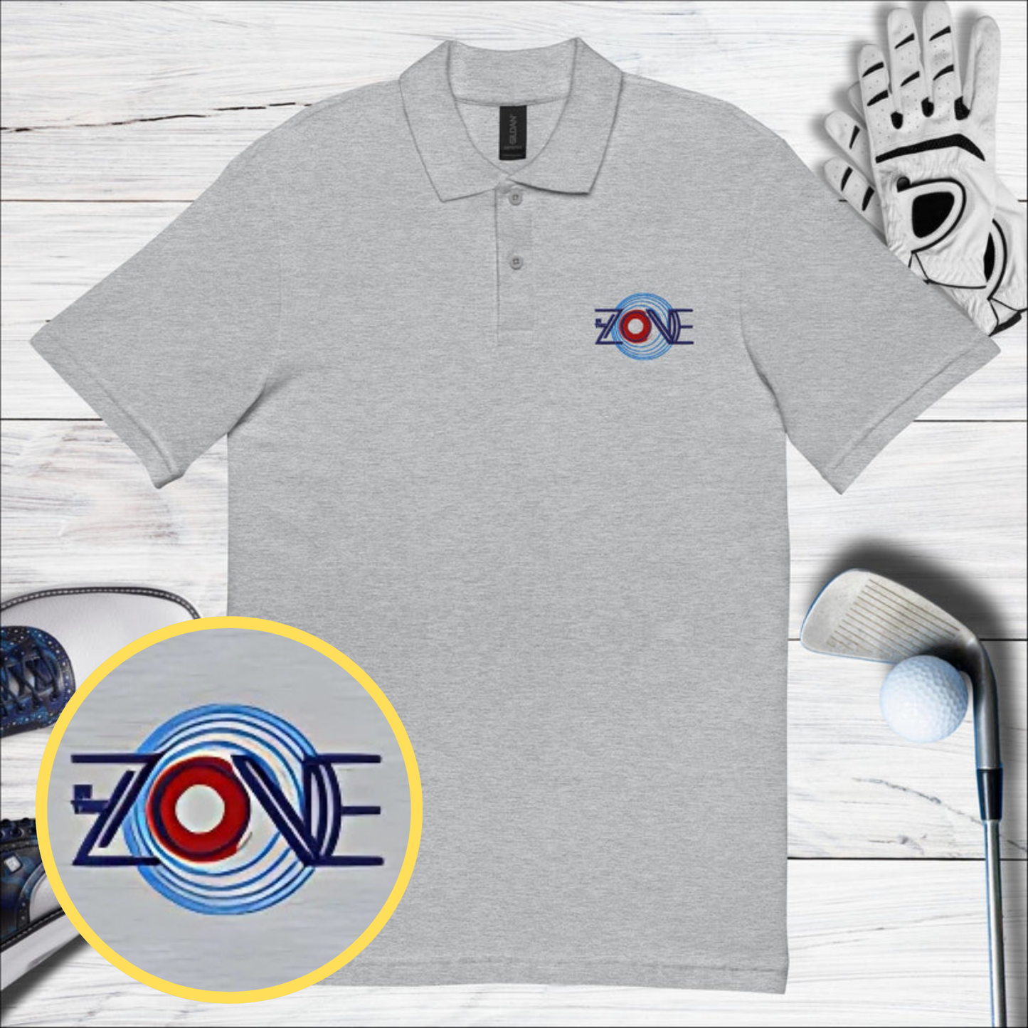 In the Zone Embroidered Golf Pique Polo Shirt