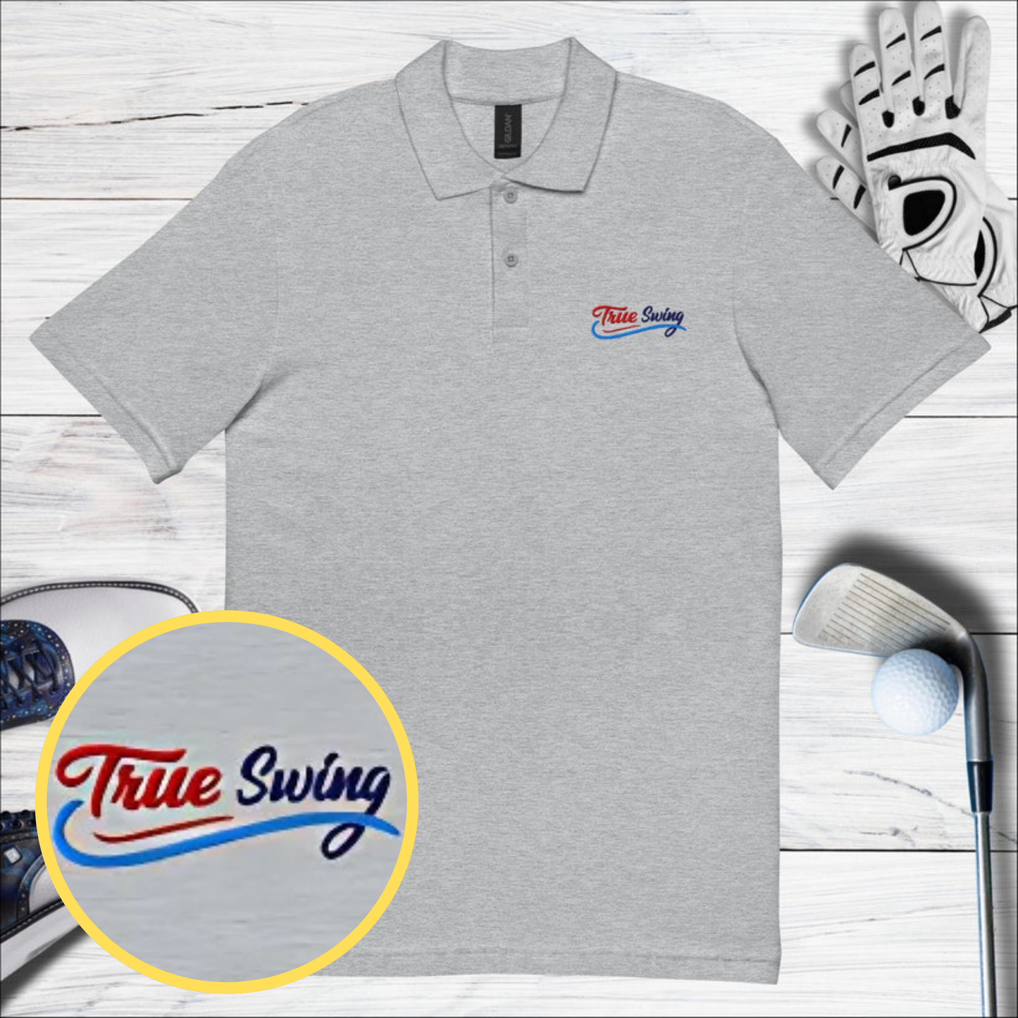 True Swing Embroidered Golf Pique Polo Shirt