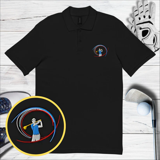 Swinging Silhouette Embroidered Golf Pique Polo Shirt