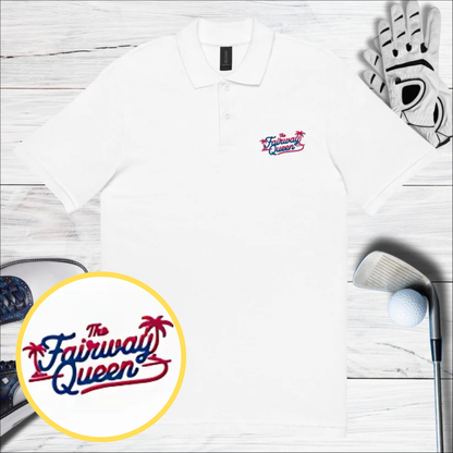 The Fairway Queen Embroidered Golf Pique Polo Shirt