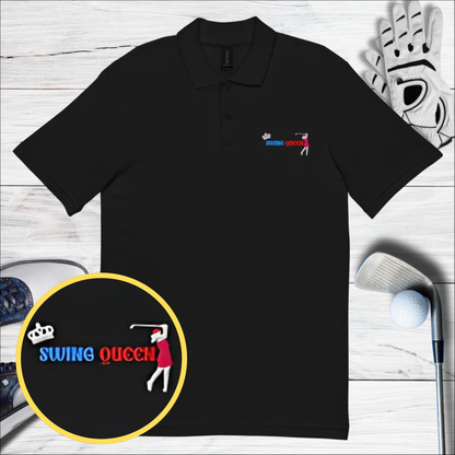 Swing Queen Embroidered Golf Pique Polo Shirt