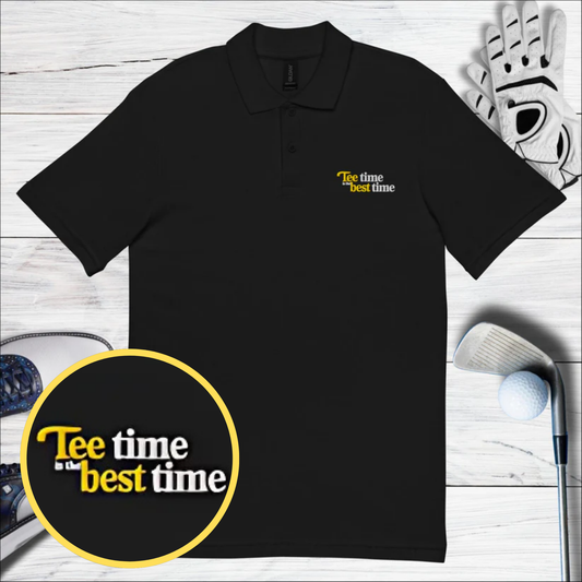 Tee Time Is The Best Time Embroidered Golf Pique Polo Shirt