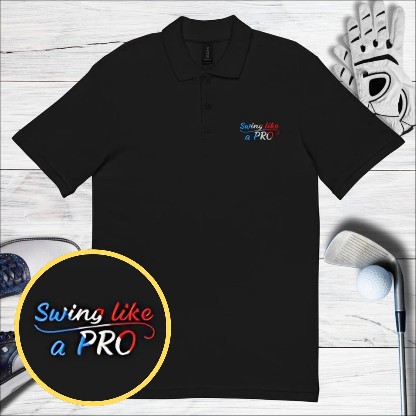 Swing Like a Pro Embroidered Golf Pique Polo Shirt