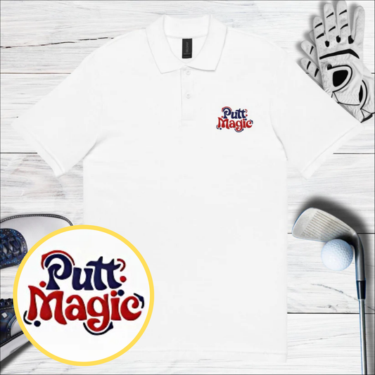 Putt Magic Embroidered Golf Pique Polo Shirt