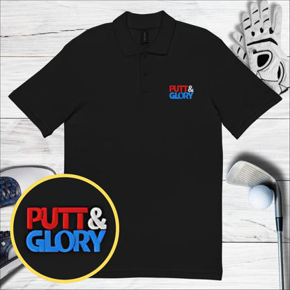 Putt & Glory Embroidered Golf Pique Polo Shirt