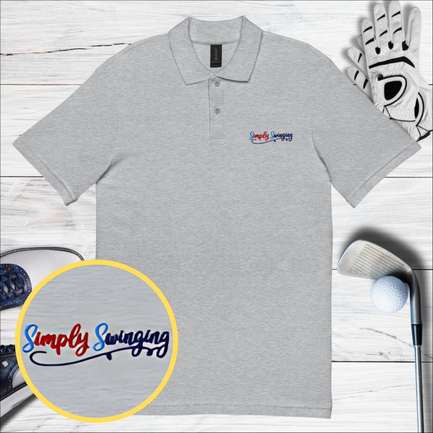 Simply Swinging Embroidered Golf Pique Polo Shirt