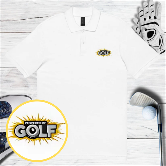 Powered By Golf Embroidered Golf Pique Polo Shirt