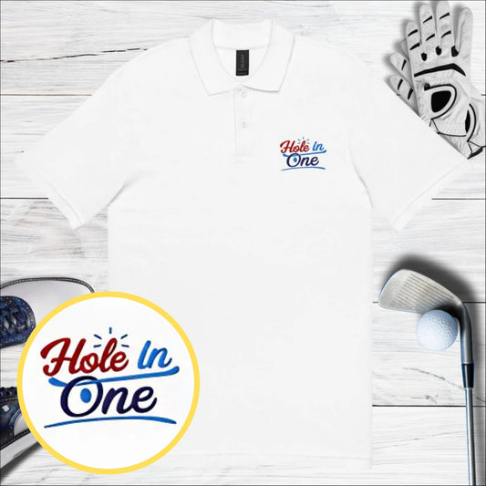 Hole in One Embroidered Golf Pique Polo Shirt