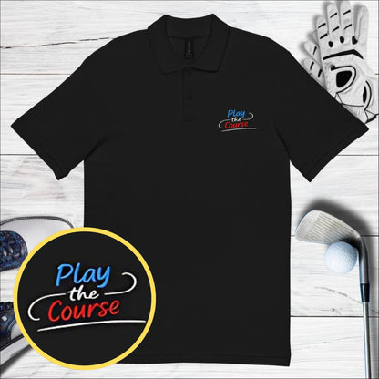 Play the Course Embroidered Golf Pique Polo Shirt