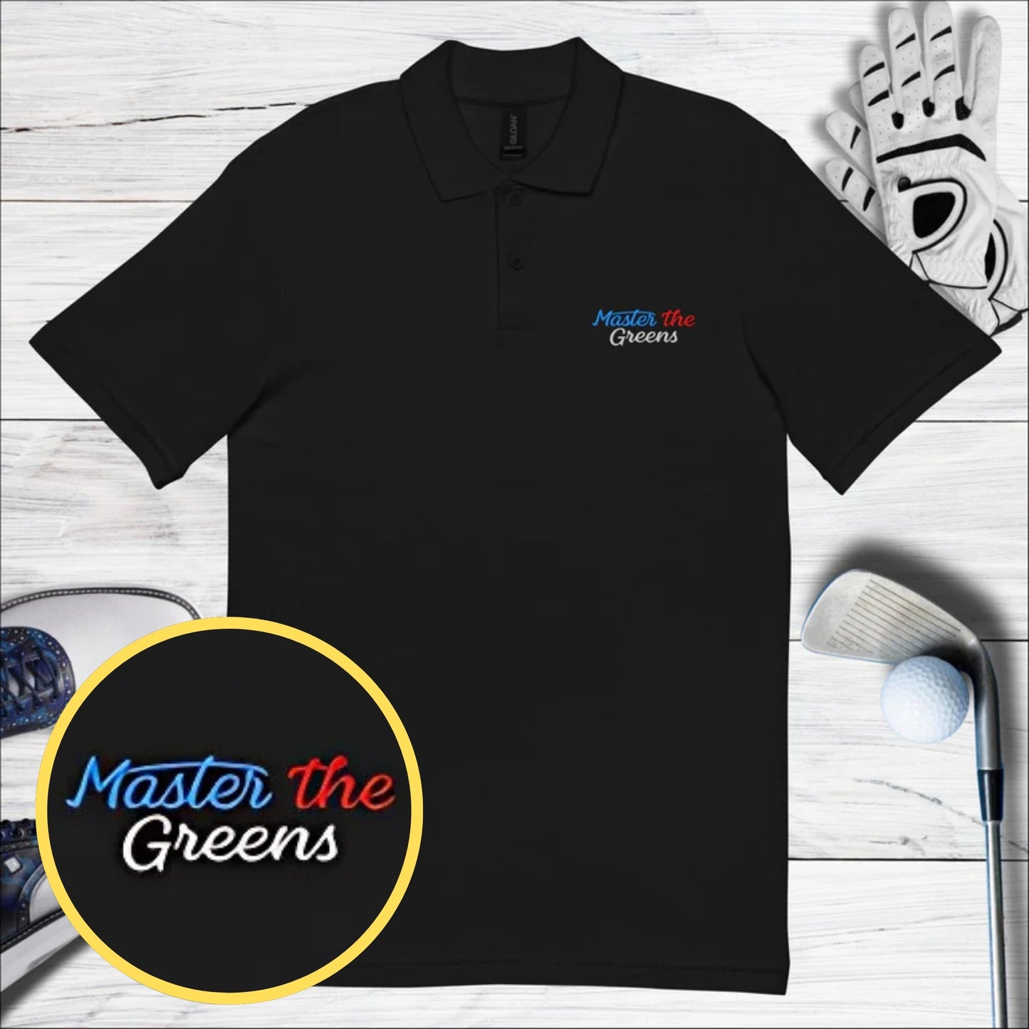 Master the Greens Stylish Embroidered Golf Pique Polo Shirt