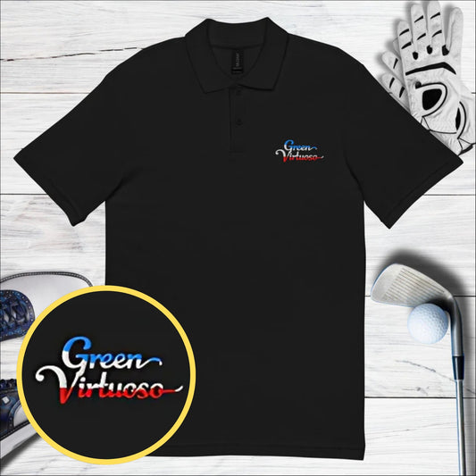 Green Virtuoso Embroidered Golf Pique Polo Shirt