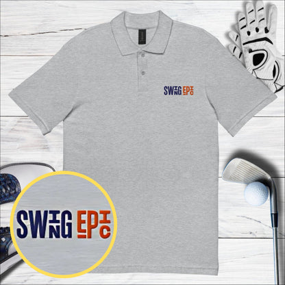 Swing Epic Colorful Embroidered Golf Pique Polo Shirt